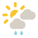 Mostly cloudy with light rain